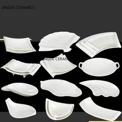 Pure White Plastic Irregular Plate Dish Commerce Serving Tray BBQ Picnic Plates Dessert Snacks Fruit Dishes Kitchen Tableware