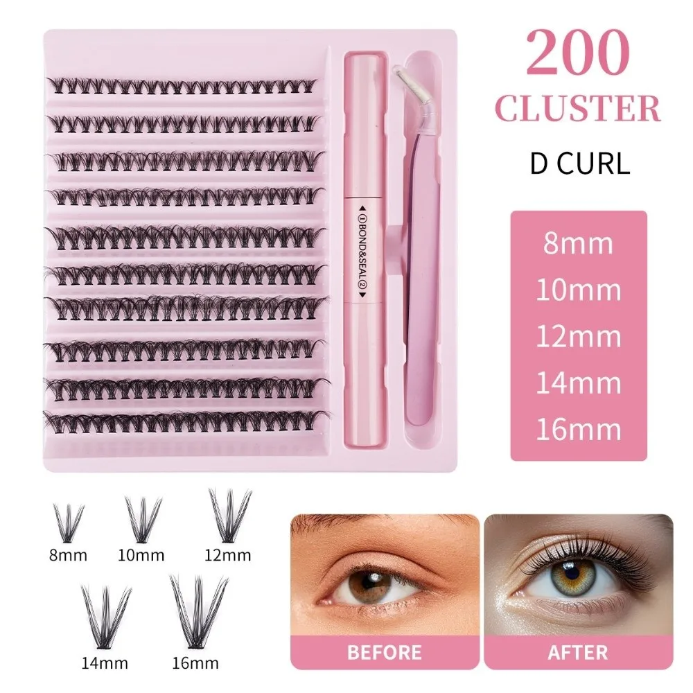 Cils individuels de haute qualité à coller, effet naturel, style effilé, design en grappe
