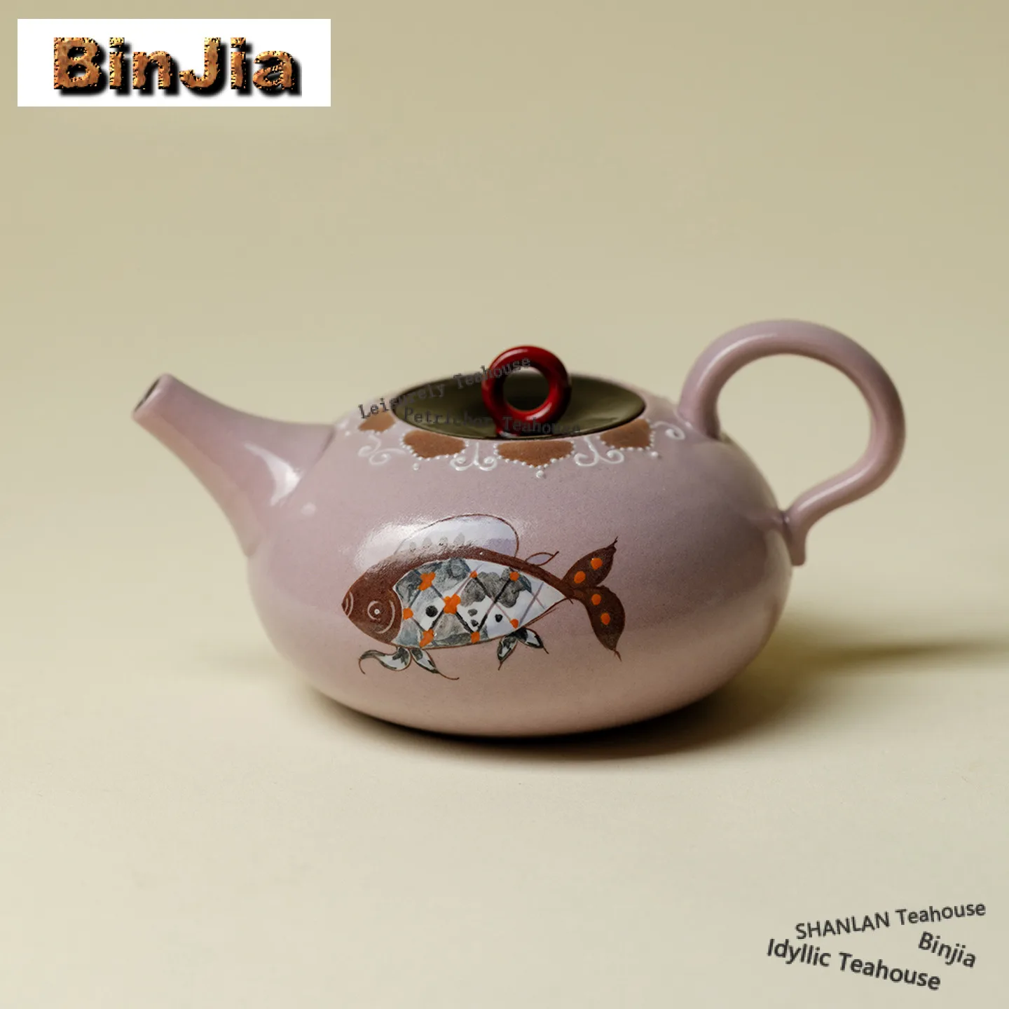 

140ml Coarse Pottery Hand-painted Fish Teapot Traditional Tea Infuser Pot Tea Making Kettle with Strainer Tea Services Ornaments