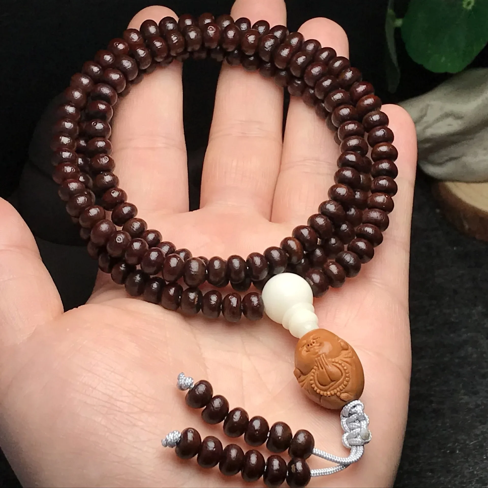 Tibetan Buddhism 108 Purple Golden Bowl Bodhi Seeds Men and Women Bead Bracelet Olive Nut Happy Buddha Pendant Necklace