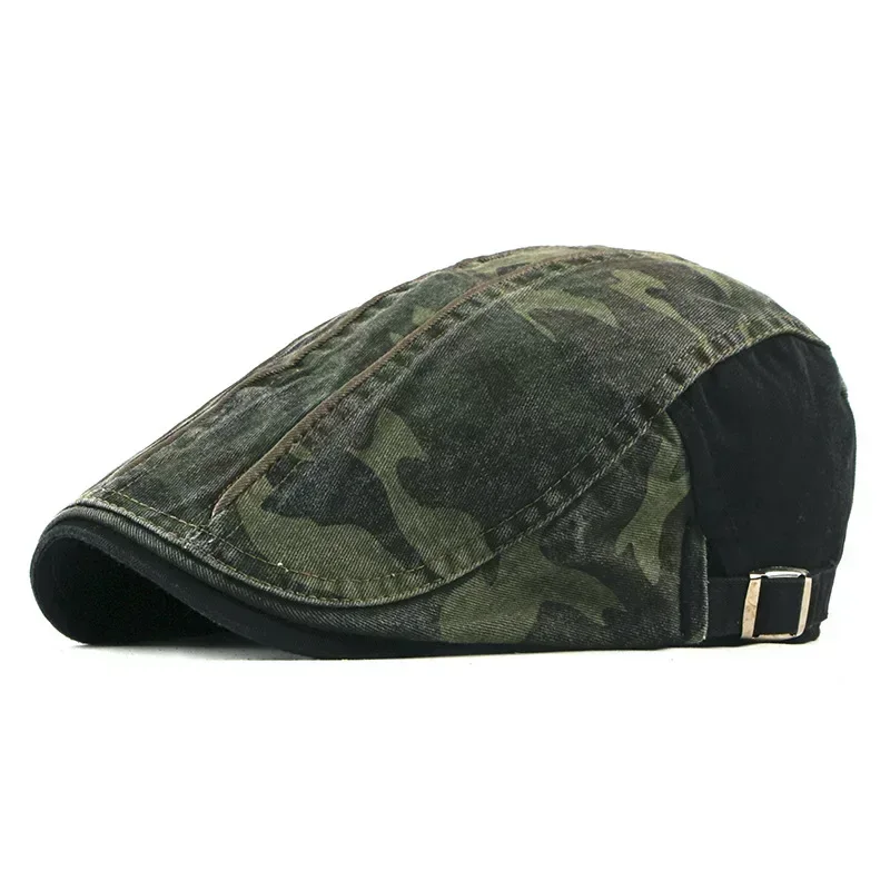 Spring Summer Newsboy Caps Men Camouflage  Flat Peaked Cap Women Painter Beret Hats