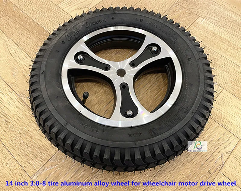 14 inch 3.0-8 tire aluminum alloy wheel for wheelchair motor drive wheel phub-14hws