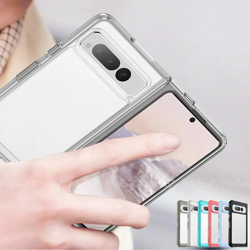 

For Google Pixel Fold Case Silicone Clear Border Shockproof TPU Capa Pixel Fold Phone Cover For Pixel Fold Cover Protector