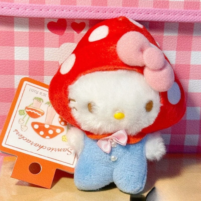 

kawaii Mushroom Hello Kitty Plush Pendant Sanrio red hat cute Kitty doll creative backpack charm Bag Accessories Decoration gift