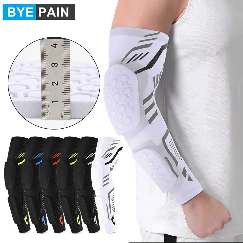 BYEPAIN 1Pcs Padded Arm Sleeves, Elbow Support, Elbow Forearm Crashproof Pads for Football Basketball Volleyball Soccer