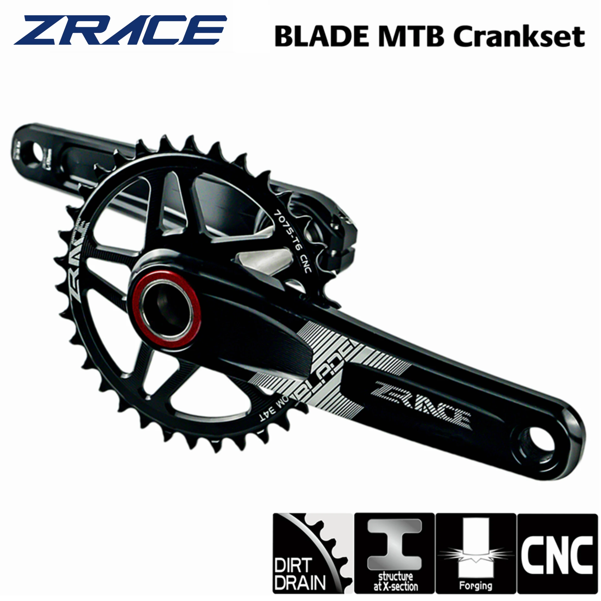 ZRACE BLADE 1 x 10 11 12 Speed Crankset Eagle Tooth dla MTB XC / TR / AM 170 / 175mm, 32T/34T/36T, BB68/73 Chainset