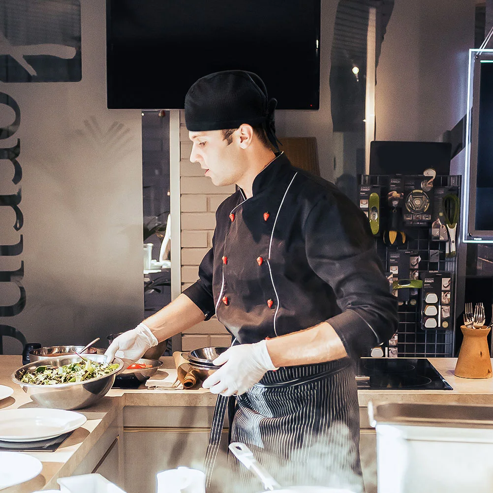 Chapeau de chef de restaurant pour hommes et femmes, écharpe de sauna, chapeau de boulanger, casquette de cuisine, chapeau de travail de service alimentaire, uniforme de cuiseur, 3 pièces