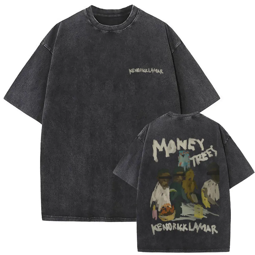 

Rapper Kendrick Lamar Good Kid Money Trees Vintage Washed T Shirt Men Hip Hop Retro Oversized Tshirt Male Fashion Trend T-shirts