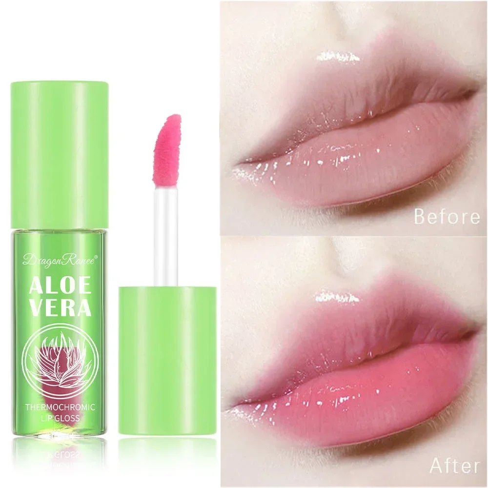 Heallor Aloë Vera Kleur Veranderende Lip Olie Hydraterende Natuurlijke Aloë Lipgloss Cherry Roze Temperatuurverandering Lippenbalsem Voedzaam