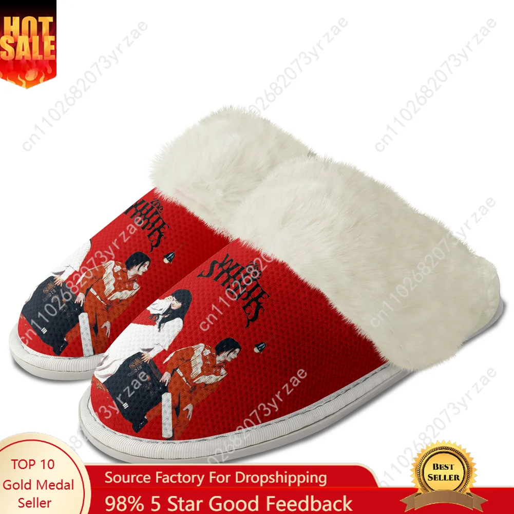 

The White Stripes Plush Edge Slippers Warm Shoes Mens Womens Home Plush Casual Slipper Bedroom Thermal Shoe Cusomized Slippers