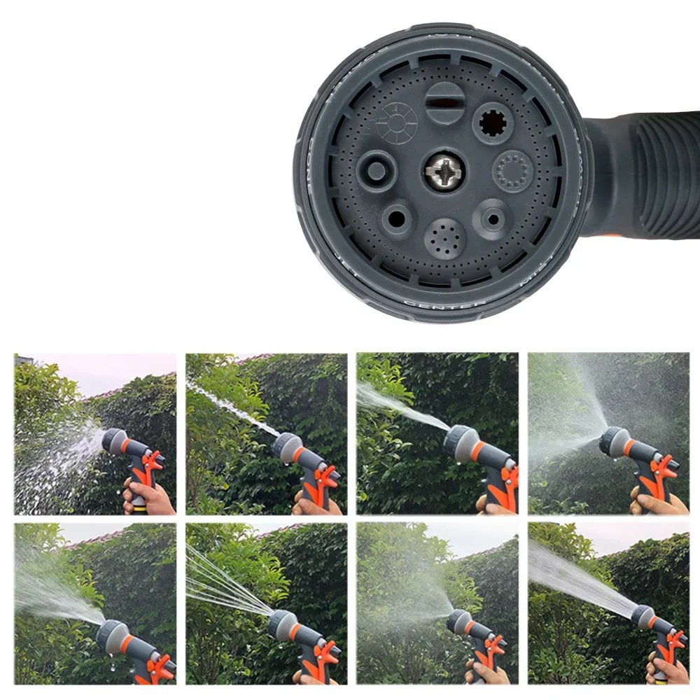 Lawn Spray Watering 8 Spray Modes Garden Tools For Garden Washing Car High Pressure Water Tool Adjustable Hose Sprinkle Nozzle