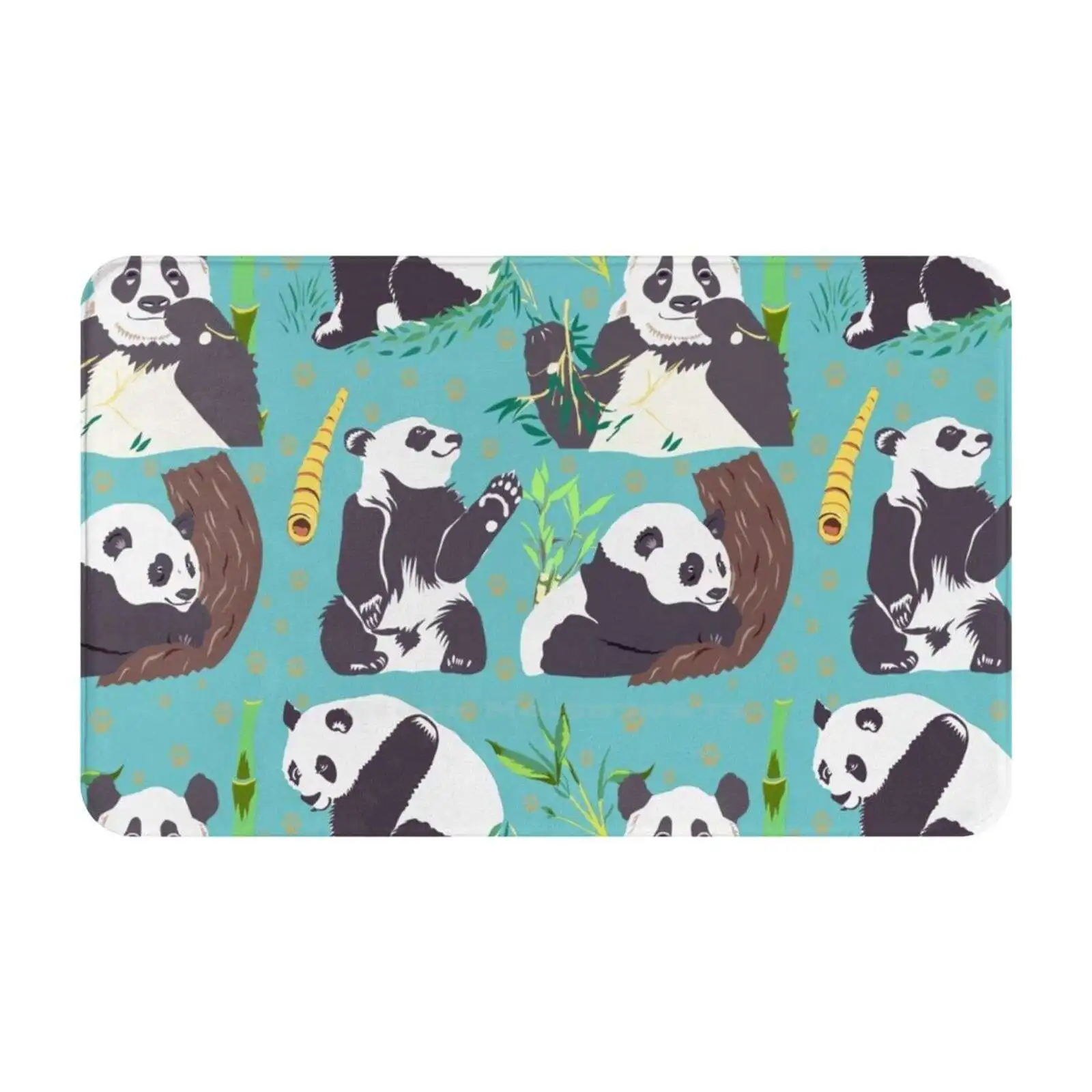 Whole Lotta Panda Soft Cushion Car Home Carpet Door Mat Wildlife Nature Pattern Bamboo Sticks Pandas Cute