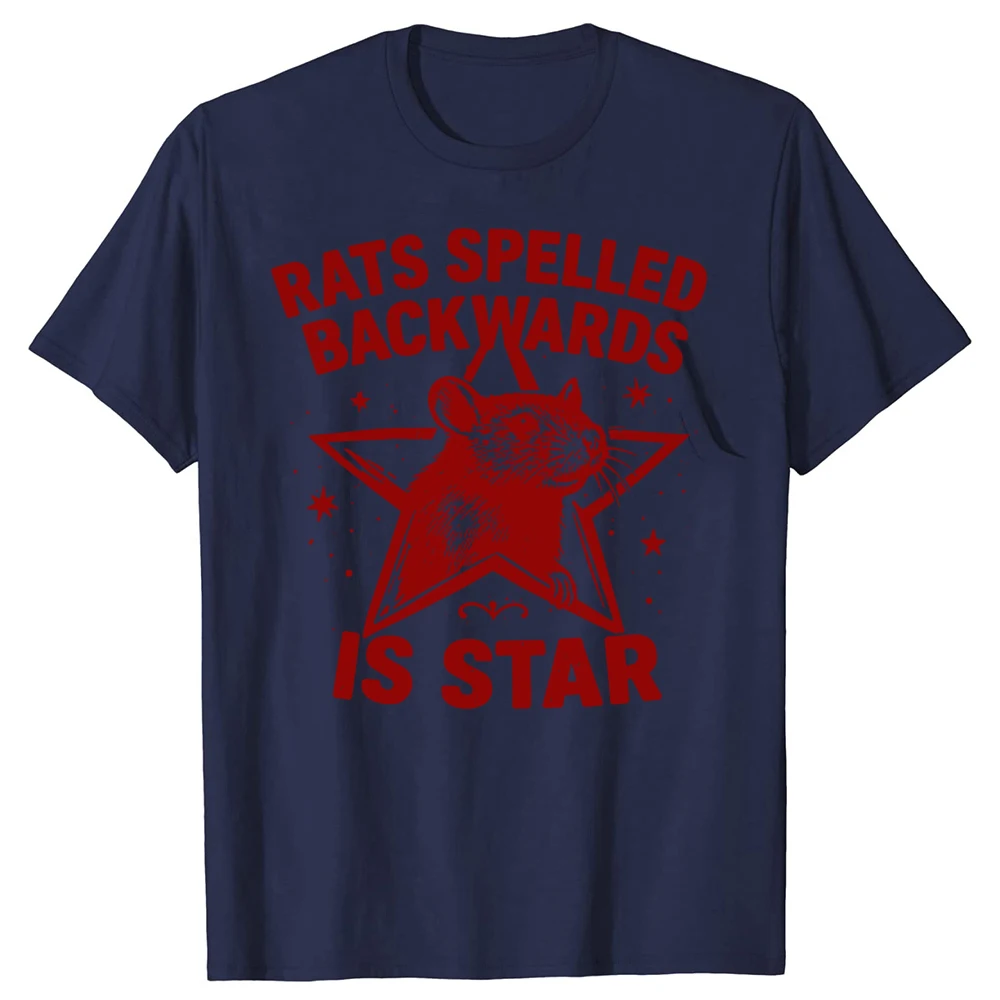 Rats Spelled Backwards Is Star T-Shirt, Unisex, lustiges Ratten-T-Shirt, Baumwolle, kurzärmelig, Tier-T-Shirt, bedruckte Grafik-T-Shirts – Detail 2