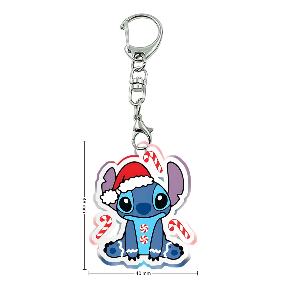 Christmas Disney Stitch Halloween Funny Transparent Acrylic Keychains Kids Xmas Party Gift Collection Girls Jewelry Accessories