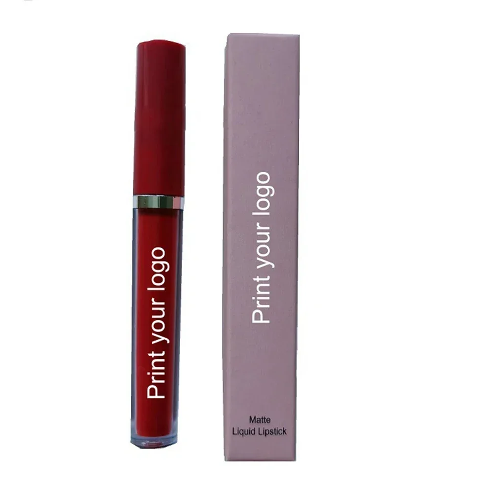 Lip Gloss Private Label Pigment Long Lasting Waterproof Non-stick Velvet Matte Custom Logo Makeup Bulk Cruelty Free Pink Package