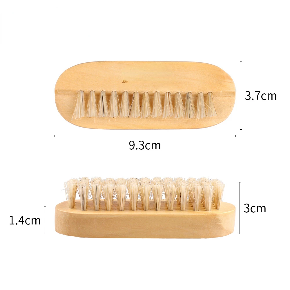 Double-sided Nail Brush Manicure Pedicure Wood Handle Soft Remove Dust Nail Cleaning Brush for Nail Care Scrubbing Tools