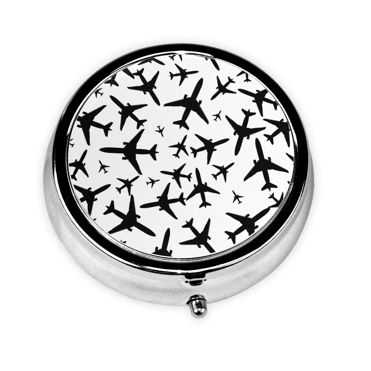 

Airplanes Pattern Travel Pill Organizer Aviation Fighter Pilot Medicine Box Pill Box Splitters Storage Box for Pockets Purse
