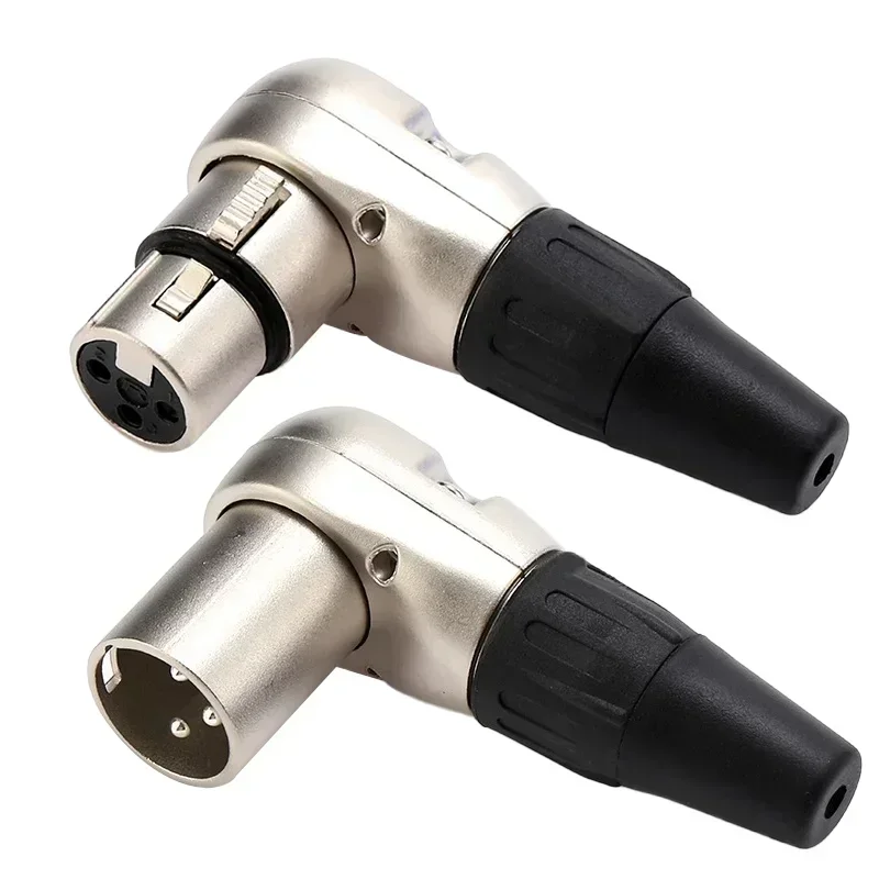 Connector Right Angle 90 Degree 3 Pin RCA Male Plug 3 Pins RCA Female Jack Socket for Micphone Audio Cable Wiring