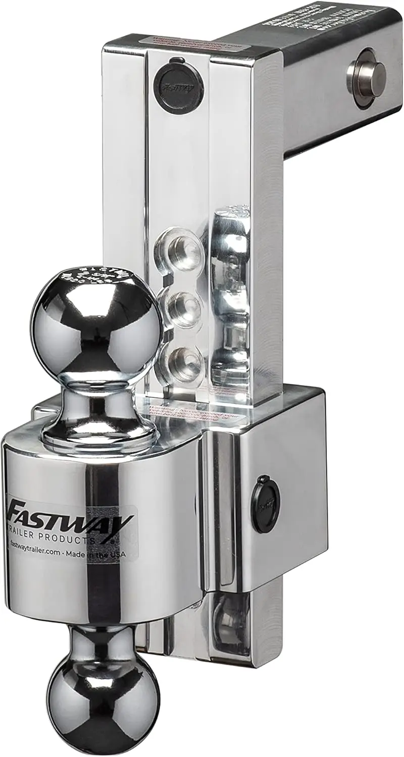 

Flash Secure Adjustable Dual Locking Aluminum Ball Mount with 8 Inch Drop, 2 Inch Shank, Built-in Locks, and Chrome Plated Balls