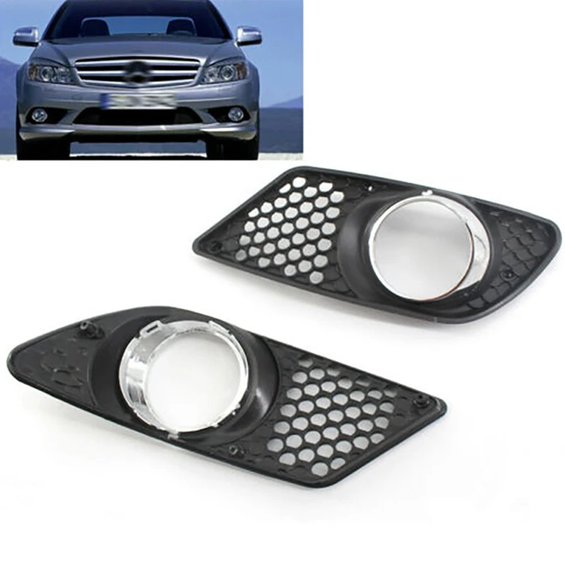 Car Right&Left Front Bumper Fog Lamp Light Grilles for Mercedes Benz C-Class W204