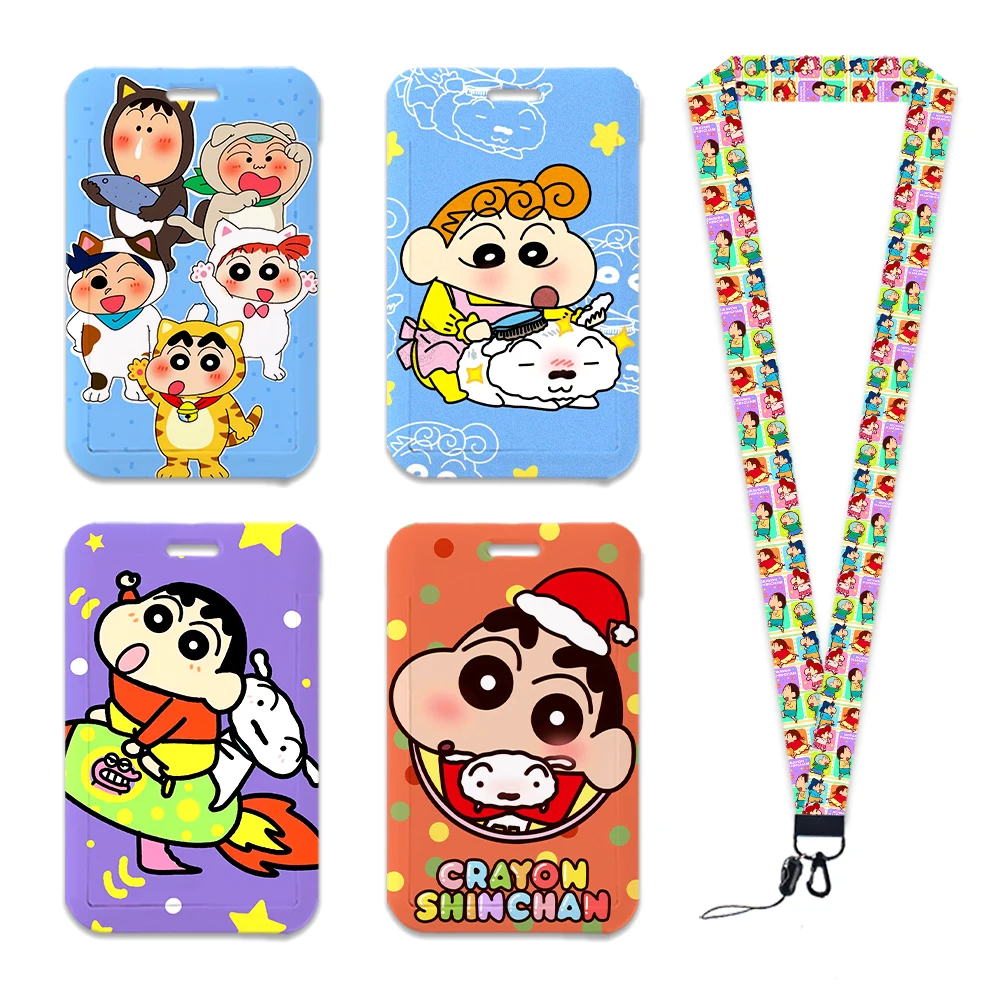 

Japanese Cartoon Kawaii Anime Shin Chan Keychain Sliding Card Holder Student ID Card Bus Card Lady ID Card Credit Card Holder