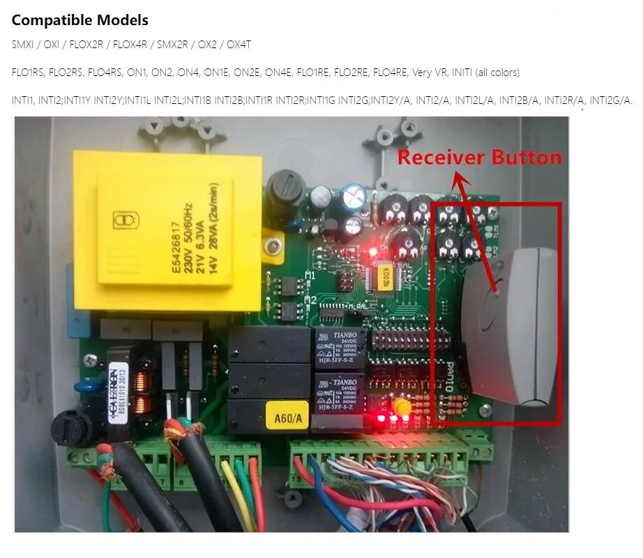 Imagem -03 - Controle Remoto de Porta de Garagem para Portão 433.92mhz Rolling Code Compatível com Era Inti2 On1e On2e On4e Flo2re Flo4re