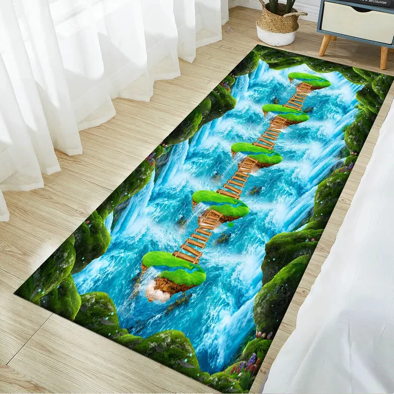 سجاد شلال ثلاثي الأبعاد لغرفة المعيشة، سجاد ممر المدخل، سجاد منطقة أرضية الجسر لغرفة الأطفال، سجادة غرفة النوم المطبخ المزخرفة
