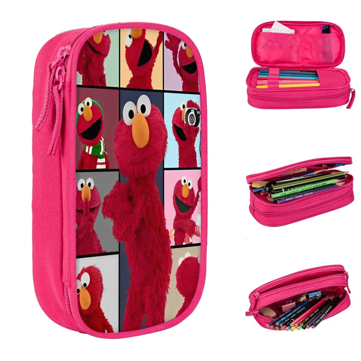 Elmo S-Sesame Street Pencil Case Fashion Cartoon Comedy Pen Holder Bag Student Large Storage Students School Gifts Pencilcases