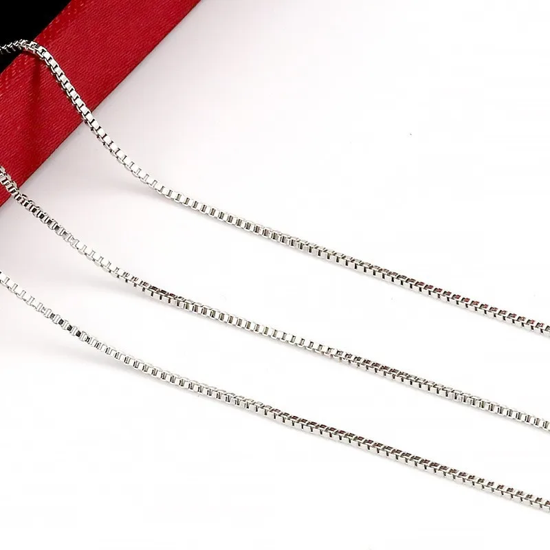 

925 Sterling Silver 1MM Box Chain Necklace For Women Fashion Charm Wedding Party Favor Jewelry Set
