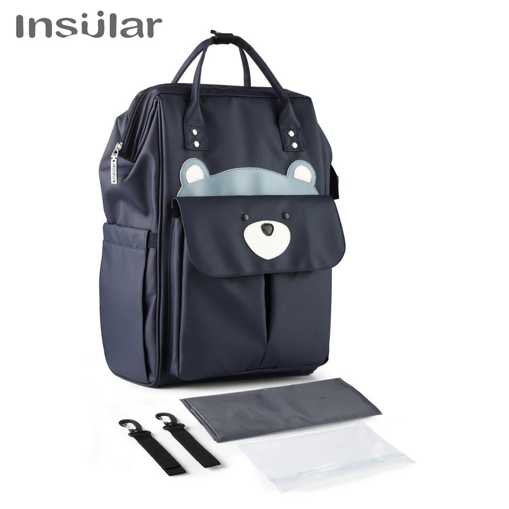 INSULAR Waterproof Mommy Diaper Backpack with Animal Cartoon Design, Large Capacity Maternity Nursing Travel Bag