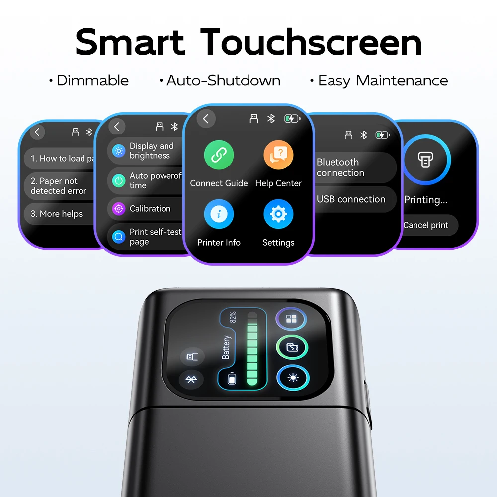 طابعة استنسل الوشم Phomemo M08F Plus مع شاشة تعمل باللمس، آلة طابعة الوشم بلوتوث مع 10 قطع من ورق نقل ممتاز #2