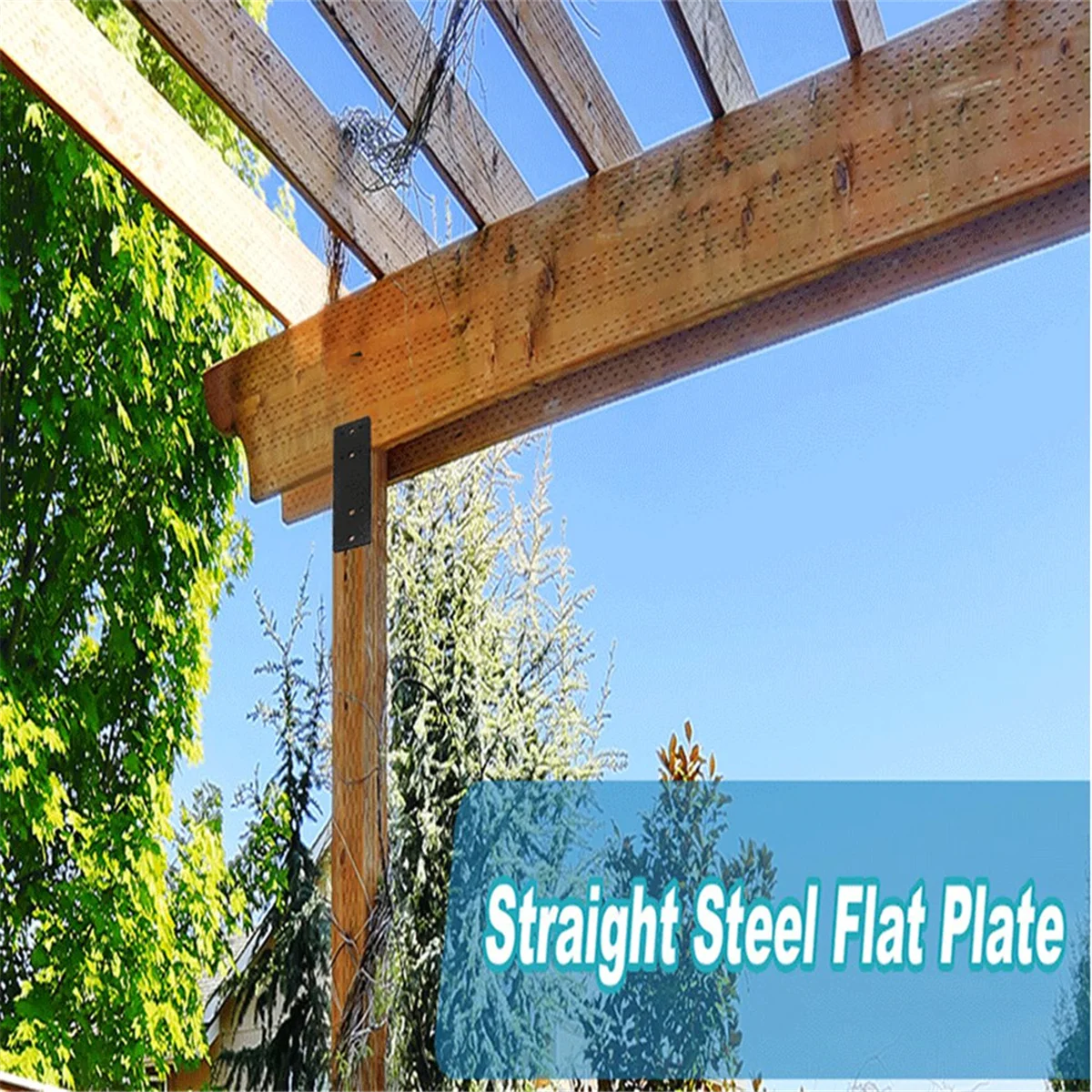 

Metal connecting platePost to Beam Connectors 4PCS, Straight Steel Flat Plate, Mending Plate I Shape Bracket, Coated I Strap