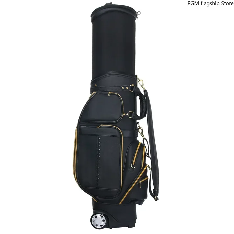 Pgm golf einziehbare golf tasche, herren golf tasche, multifunktion ale karierte luftfahrt leder club tasche qb043