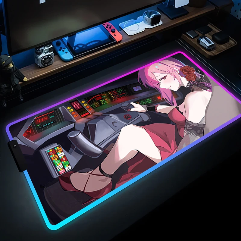 

Mouse Pad LED PC Gamer Keyboard Pad Hololive Mori Calliope Desk Mouse Mat Carpet Rubber Tapis Souris Gaming RGB Notbook Mousepad