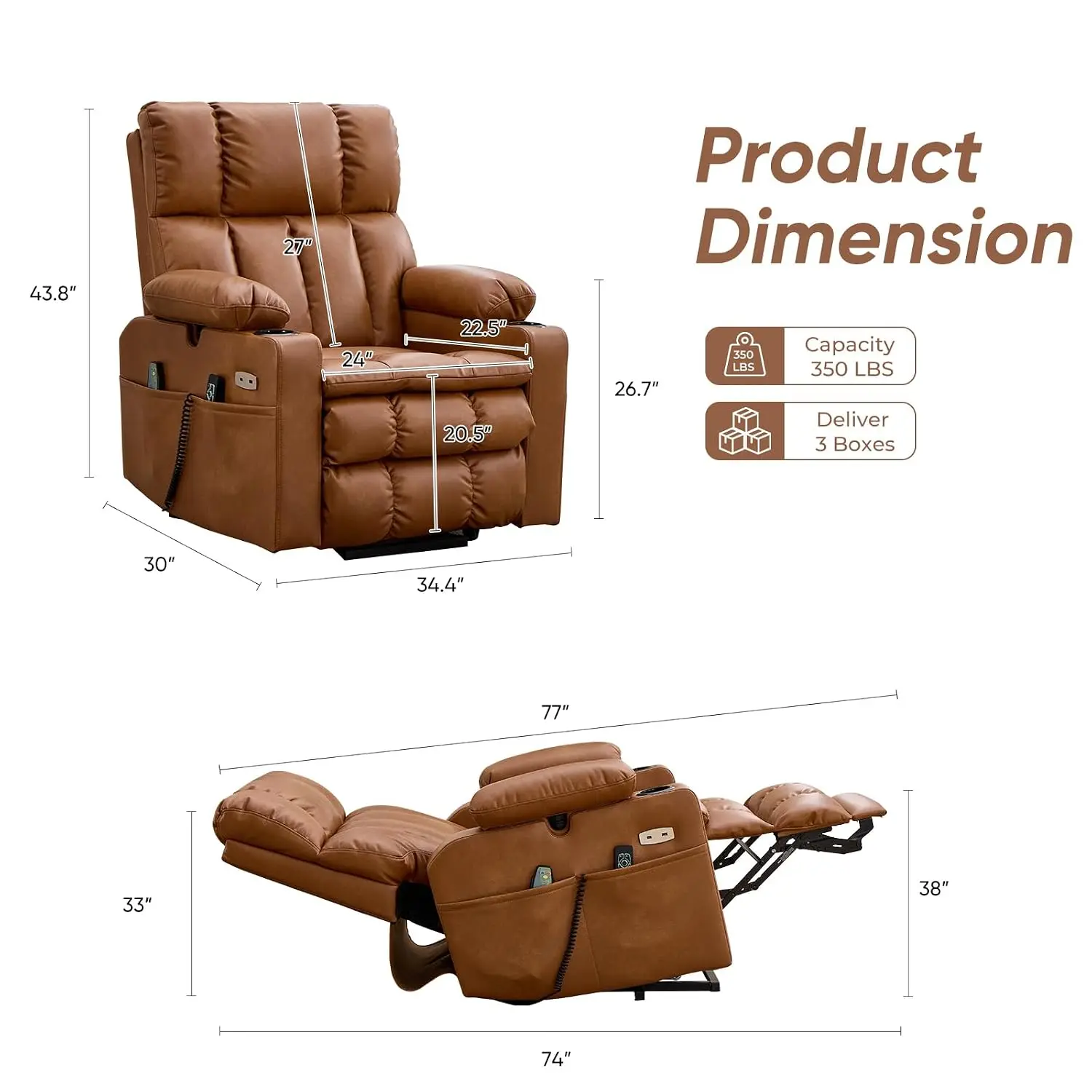 Lift Recliner for Elderly with Massage & Heat, Zero Gravity Adjustable Armrest & Headrest, Infinite Position, Customized