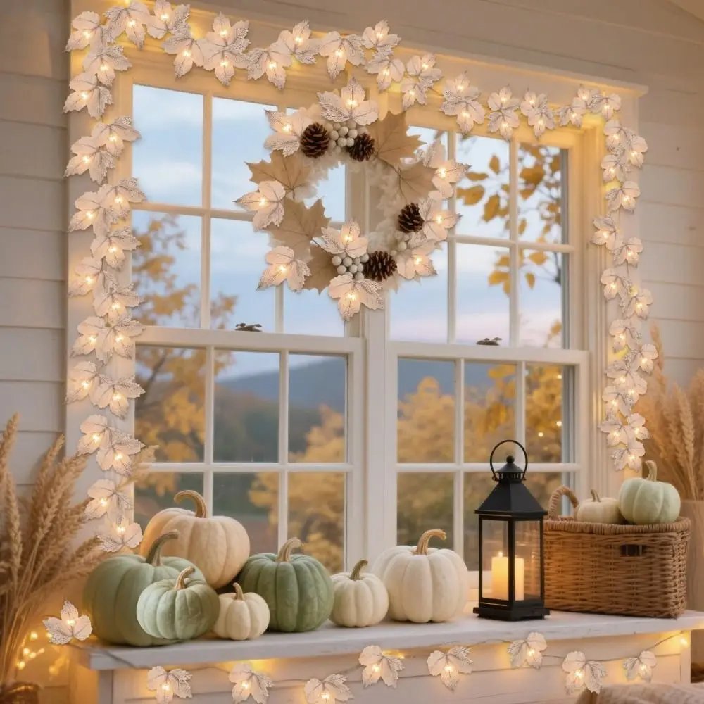 

Maple Leaf Design Maple Leaf LED String Lights Waterproof Imitation Plant Holiday Decorative Lights Lifelike Plastic