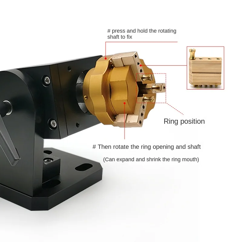 Fiber Laser 4th Axis Ring Jewelry Rotary Axis with Copper Clamp Jig for 90 Degree Rotation Marking Carving Engraving Machine