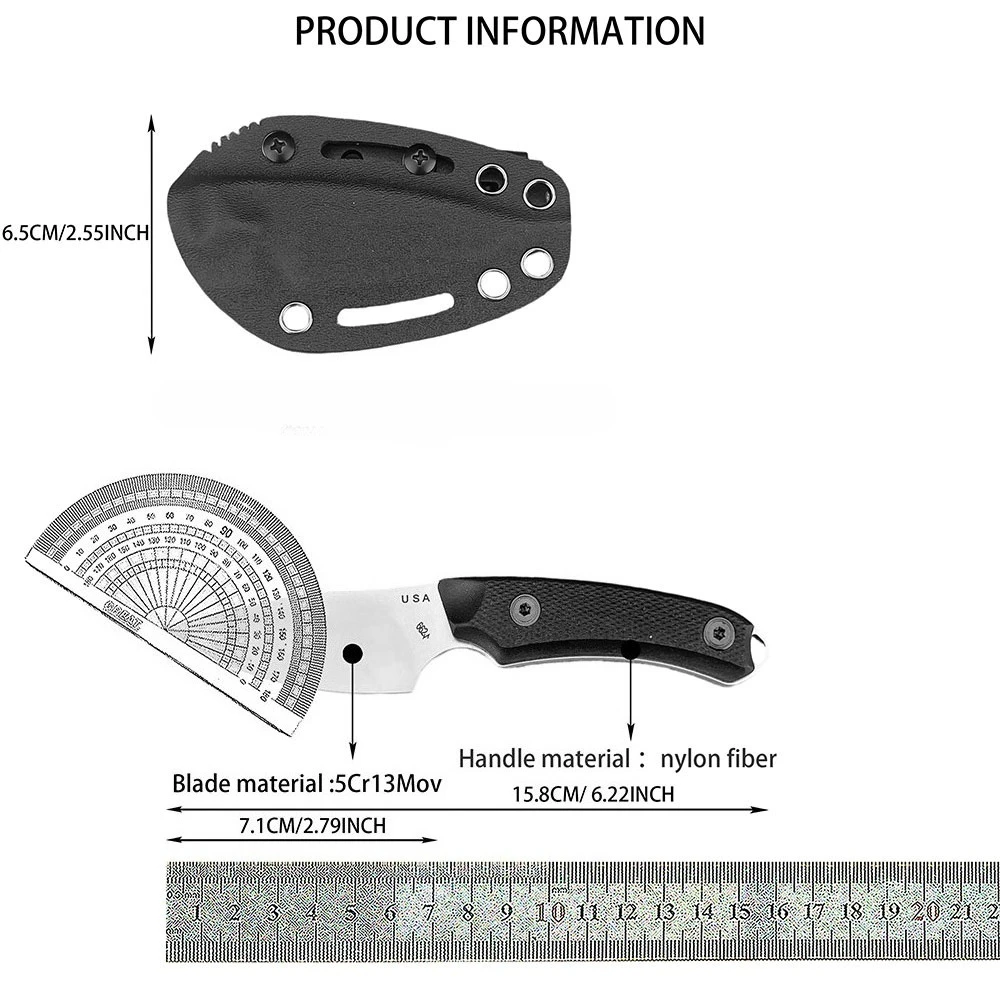 Multi-purpose EDC Mountain Adventure Climbing Multitools Outdoor Camping Fishing Fixed Blade Knife Daily Tool Nylon Fiber Handle