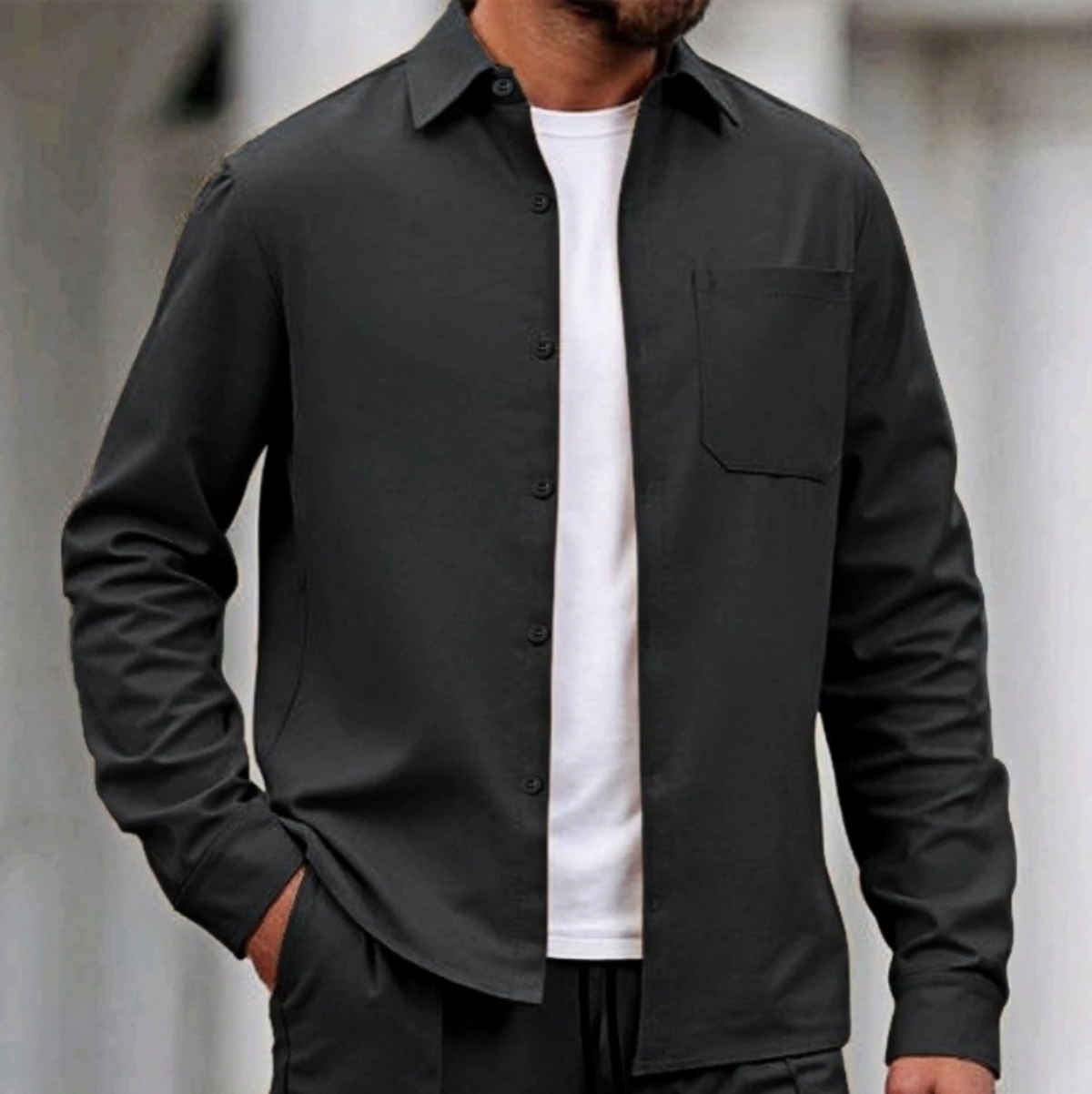 Lässiges, bequemes Langarm-Gehrock für Herren im neuen Stil für Frühling und Herbst, schlichtes, modisches Herren-Gehrock