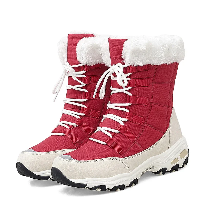 

New Winter Women Boots High Quality Warm Snow Lace-up Comfortable Ankle Boots Outdoor Waterproof Hiking