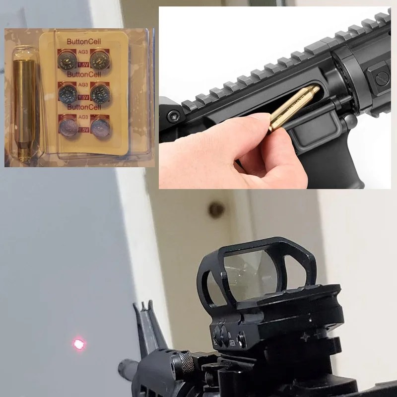 Cartucho furo vista 223 5.56mm câmara red dot laser boresighter com baterias para rifle escopo caça arma acessórios