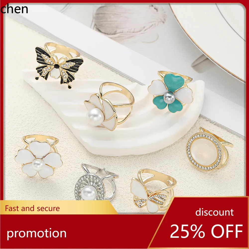 

YFY Colorful Handmade Butterfly Three-Ring Scarf Buckle Versatile Fashionable Popular Accessory Scarf Buckle for Women