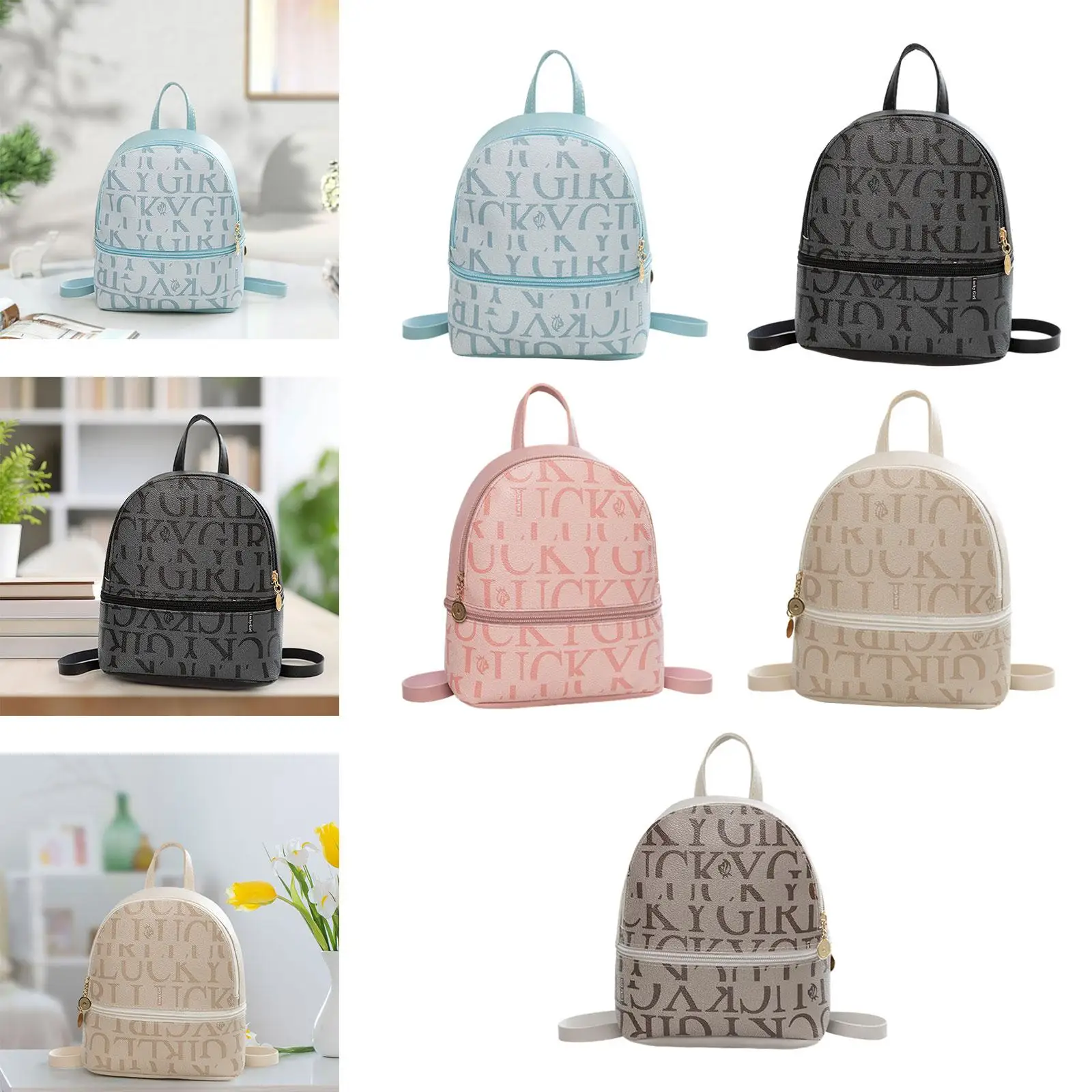 Tas Selempang Ransel Mini Wanita, Sederhana dengan Tas Bahu Modis Ritsleting,