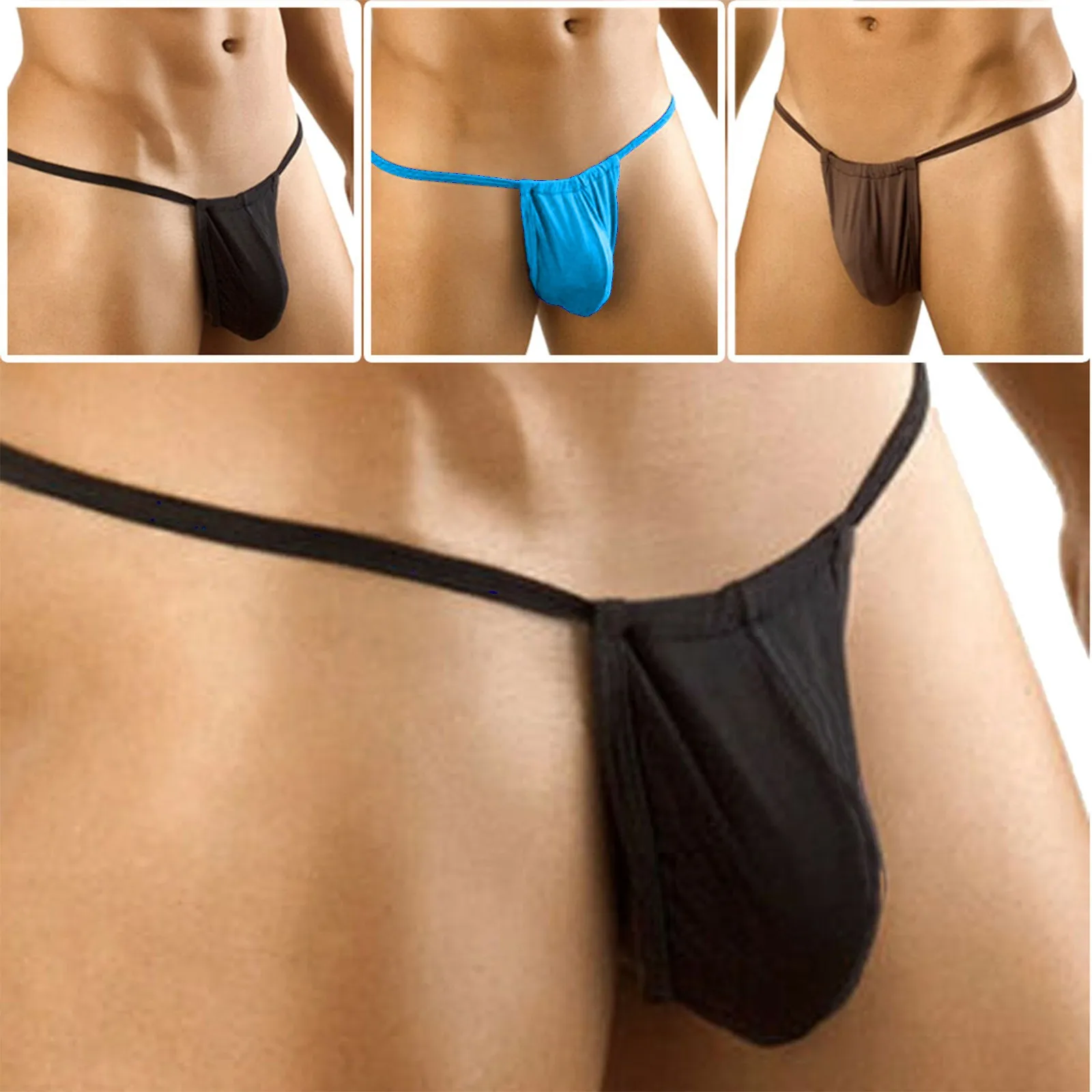 Seamless Solid Thong Men T-back Thin Low-Waisted Underpants Sexy Comfortable Breathable Underwear Tanga Hombre Man Sexy Thong