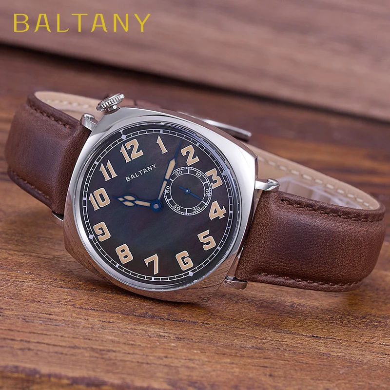 Baltany Dress Watch Man S4071 Stainless Steel Manual Winding Mechanical Wristwatch Sapphire AR Crystal 1921 Retro Homage Watches