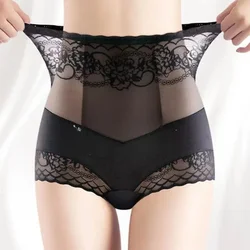 Ultra-thin Panties Women Lace Embroidery Flowers Panties High Waist Butt Lifter Briefs Control Tummy Seamless Underwear 심리스 팬티
