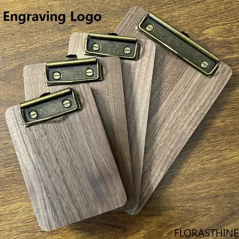 Black Walnut Solid Wood Menu Clip Board a4 Restaurant Display Holder Menu & Bar Order Clip Board Clipboard Folder Display Stand