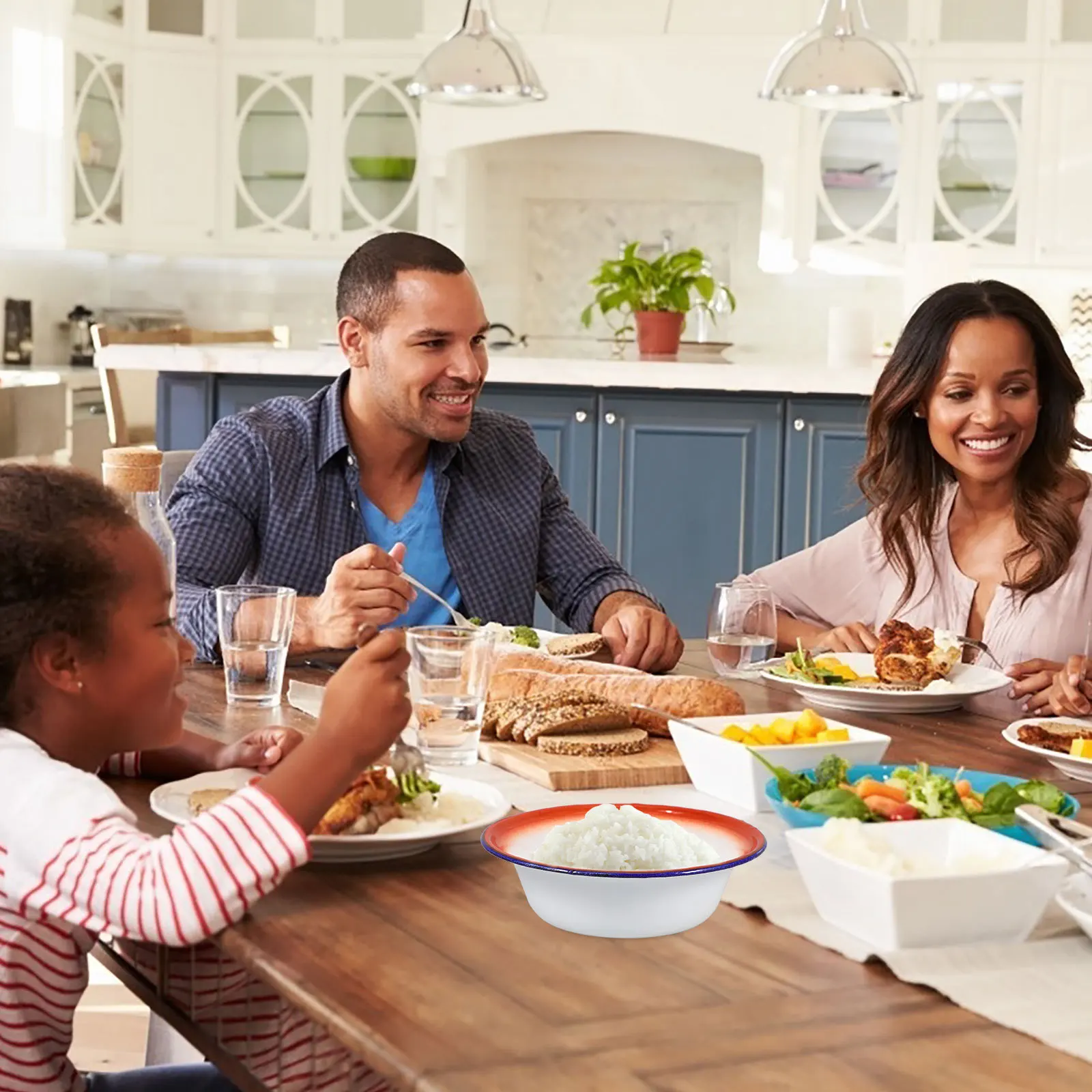 وعاء المينا سعة كبيرة الرجعية سميكة حامل حساء المطبخ سلطة خلط حوض خمر المينا وعاء تخزين المواد الغذائية #5