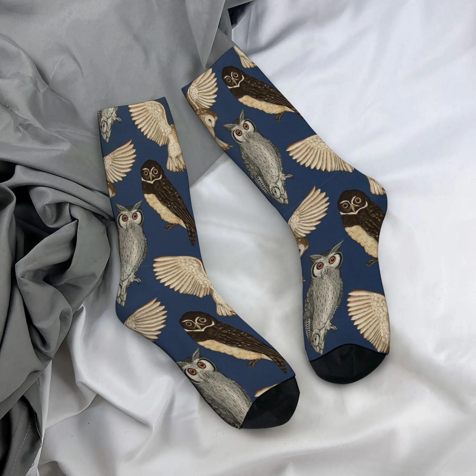 Herrensocken mit Retro-Eulenmuster, bequem, atmungsaktiv, rutschfest, trendige Streetstyle-Freizeitsocken, Party- und Urlaubsgeschenk.