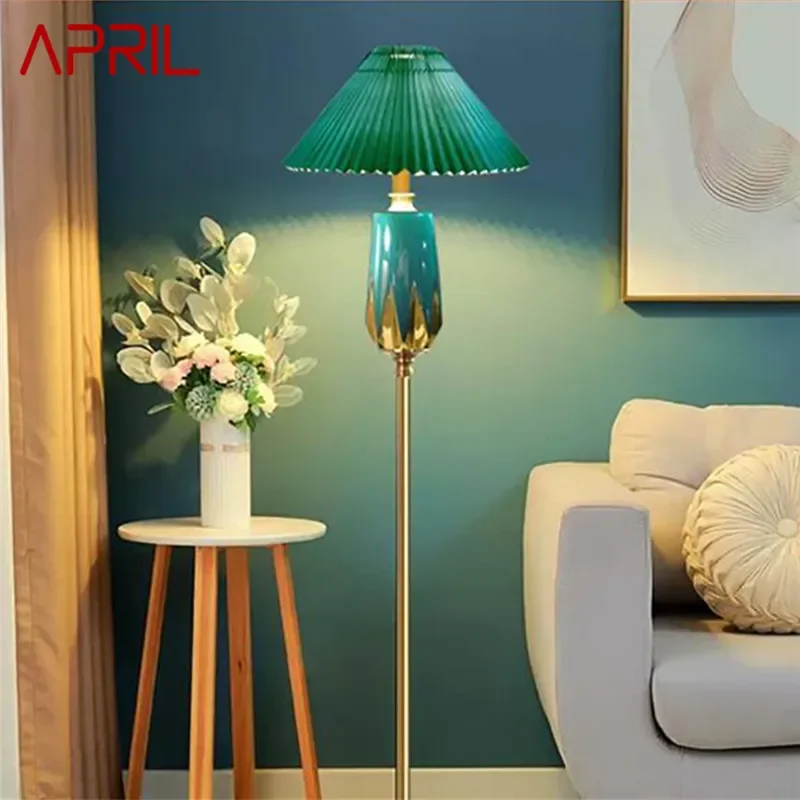 

APRIL American Retro Floor Lamp European Luxurious Bedroom Living Room Beside The Sofa Villa Hotel Decorative Standing Light